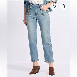 Artemis Blue Stitch Fix NWOT❗️Embroidered Straight Jeans